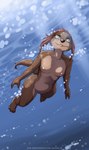 4_toes anthro areola breasts brown_body brown_fur brown_hair casual_nudity claws feet female fingers fur hair membrane_(anatomy) nipples pubes solo spread_toes text toes underwater water webbed_feet conditional_dnp jay_naylor red_(jay_naylor) mammal mustelid otter 2018 digital_media_(artwork) hi_res url