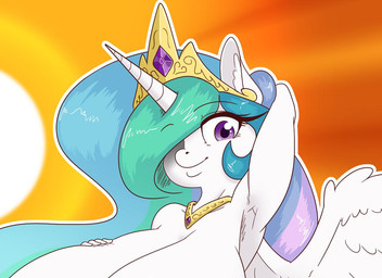 anthro anthrofied big_breasts breasts crown female headgear horn huge_breasts hyper hyper_breasts jewelry looking_at_viewer necklace pose purple_eyes solo tiara wings appelknekten friendship_is_magic hasbro my_little_pony mythology princess_celestia_(mlp) equid equine mammal mythological_creature mythological_equine winged_unicorn 2019 cropped portrait preview