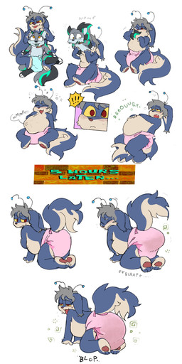 >_< abdominal_bulge all_fours anthro blush burping butt clothed clothing diaper diaper_disposal diaper_fetish diaper_only diapered_pred diapered_prey digestion disposal duo eyes_closed fatal_vore feces kneeling male male/male messy muffled narrowed_eyes onomatopoeia paws pooping pushing raised_tail same_size_vore scat_disposal shaking smelly soiled_diaper soiling sound_effects squint stink_fumes surprised swallowing tail text tongue tongue_out topless trembling unclean_diaper used_diaper vore wearing_diaper lileli eli_(lileli) oliverwolf_(character) canid canine canis mammal unknown_species wolf absurd_res hi_res