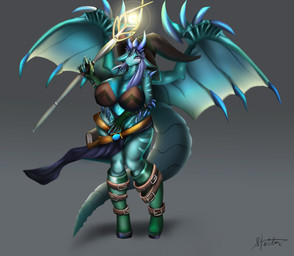 anthro aquamarine_body belt big_breasts book bottomwear breasts cleavage clothed clothing female hair hair_bun hat headgear headwear horn huge_breasts long_skirt loose_skirt magic_user mature_anthro mature_female navel non-mammal_breasts non-mammal_navel purple_hair scales skirt solo spellbook spikes spikes_(anatomy) spread_wings staff tail thick_thighs ventral_scales wide_hips wings witch_hat jercorgi steidonn european_mythology mythology lady_zaffre_(alphaleader) dragon mythological_creature mythological_scalie scalie western_dragon absurd_res hi_res