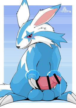 2_claws abstract_background animal_genitalia balls big_balls big_ears blue_body blue_fur blush bodily_fluids censor_bar censored_genitalia censored_penis claws dripping erection feral fur fur_markings genital_fluids genitals looking_at_viewer male markings precum precum_drip sitting solo white_body white_fur howling_wolves nintendo pokemon jet_the_linumarill azumarill galarian_form galarian_linoone generation_2_pokemon generation_8_pokemon hybrid hybrid_pokemon pokemon_(species) regional_form_(pokemon) absurd_res censored hi_res