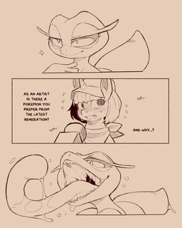 ambiguous_gender blush bodily_fluids clothing dialogue duo eyelashes feral fingers hat headgear headwear horn long_tongue open_mouth pupils quadruped question_mark saliva simple_background standing sweat tail teeth text tongue tongue_out cold-blooded-twilight hasbro my_little_pony mythology nintendo pokemon equid equine gecqua generation_10_pokemon mammal mythological_creature mythological_equine pokemon_(species) unicorn 4:5 comic english_text hi_res