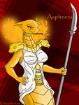 3:4 anthro apode artist_name aspheera breasts clothing draconcopode elemental_manipulation english_text fangs female fire fire_manipulation forked_tongue hi_res kevlar_productions legless lego medium_breasts melee_weapon ninjago orange_body orange_eyes orange_scales orange_skin polearm red_background reptile robe scales scalie serpentine serpentine_(ninjago) shoulder_guards simple_background snake_hood solo spear teeth text tongue weapon white_clothing white_robe yellow_sclera