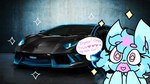 anthro blue_body car female heart_symbol solo star star_eyes surprised_expression text vehicle lewdchuu_(artist) lamborghini pyon_(lewdchuu) mammal mustelid otter siren 16:9 english_text widescreen