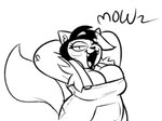 anthro breasts clothed clothing fangs female fur hair hands_behind_head inner_ear_fluff looking_at_viewer one_eye_closed onomatopoeia open_mouth simple_background solo sound_effects tail teeth text topwear tuft white_background unknown_artist undertale undertale_(series) catty_(undertale) domestic_cat felid feline felis mammal english_text monochrome