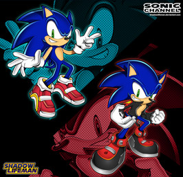 blue_body blue_fur clothing duo footwear fur green_eyes jacket male shoes topwear shadowlifeman archie_comics sega sonic_advance_2 sonic_the_hedgehog_(archie) sonic_the_hedgehog_(comics) sonic_the_hedgehog_(series) evil_sonic_(archie) sonic_the_hedgehog eulipotyphlan hedgehog mammal absurd_res hi_res