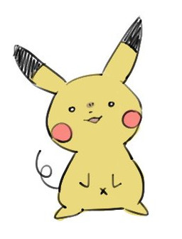 ambiguous_gender black_ear_tips chibi dipstick_ears ear_markings feral line_tail multicolored_ears navel open_mouth red_cheeks simple_background simple_eyes simplified solo tail thin_tail white_background x_navel yellow_body yakiniku628 nintendo pokemon generation_1_pokemon pikachu pokemon_(species) colored low_res