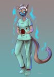 anthro blood bodily_fluids breasts brown_body brown_fur clothed clothing female fur mask solo alasou domestic_cat felid feline felis mammal hi_res