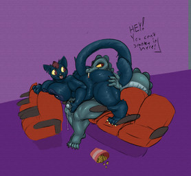 anthro belly big_belly big_breasts big_butt big_nipples big_penis bodily_fluids breasts butt cigarette cunnilingus dialogue dripping duo exhibitionism fangs feet female fluffy fluffy_tail food foreskin genital_fluids genitals gynomorph gynomorph/female handjob hot_dogging humanoid_genitalia humanoid_penis intersex intersex/female movie_theater nipples oral paws penile penis popcorn precum precum_drip sex side_eye slightly_chubby slightly_chubby_female smoking tail teeth teeth_showing text thick_tail thick_thighs tongue tongue_out vaginal whiskers kentuckiyucki night_in_the_woods bea_santello mae_borowski alligator alligatorid crocodilian domestic_cat felid feline felis mammal reptile scalie english_text hi_res