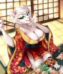 anthro asian_clothing big_breasts blue_eyes breasts chest_tuft chopsticks cleavage clothed clothing curvy_figure east_asian_clothing fangs female food fur green_eyes hair heterochromia japanese_clothing kimono smile solo sushi teeth tuft voluptuous meowowo eklund_daily_life_in_a_royal_family saber_(firestorm3) felid lion mammal pantherine 2018 digital_media_(artwork) hi_res