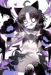 4_ears accessory ahoge animal_ears arm_markings bangs belly belly_markings blush bottomwear cat_paws chest_markings choker claws clothed clothing crossed_legs electronics eyebrows eyelashes female flat_chested hair hair_accessory hairclip half-closed_eyes headphones human_ears jewelry leg_markings licking licking_lips looking_at_viewer markings membrane_(anatomy) membranous_wings multi_ear narrowed_eyes navel necklace no_pupils pose raised_arm raised_eyebrows short_hair sitting skimpy skinny skirt smile smiling_at_viewer smug smug_expression solo tattoo teasing teasing_viewer thigh_markings tongue tongue_out wings ebora ponos_corp. the_battle_cats crazed_moneko_(the_battle_cats) animal_humanoid felid felid_humanoid feline feline_humanoid humanoid mammal mammal_humanoid 2024 absurd_res detailed digital_drawing_(artwork) digital_media_(artwork) hi_res