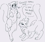 big_butt blush breasts butt featureless_breasts featureless_crotch female navel raised_tail semi-anthro simple_background solo suggestive tail wide_hips wolfertinger domestic_cat felid feline felis mammal hi_res sketch