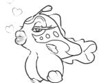 big_breasts breasts busty_feral female feral hanging_breasts heart_symbol lips pasties seashell_pasties solo snugundies nintendo pokemon bruxish generation_7_pokemon pokemon_(species) 2016 low_res monochrome