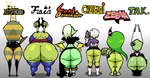 1_horn 2_heads antennae_(anatomy) big_butt black_hair bottomless butt butt_size_difference cellulite clothed clothing female green_body green_hair green_skin group hair horn huge_butt long_hair machine multi_head rear_view white_hair nanodude78 disney dragon_ball invader_zim kid_cosmic my_life_as_a_teenage_robot nickelodeon sega sonic_the_hedgehog_(series) wander_over_yonder cheelai fiosa lord_dominator tak_(invader_zim) the_deadly_six vexus zeena alien alien_humanoid humanoid irken robot zeti crossover hi_res