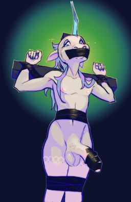 anthro arms_tied balls bdsm biped bondage bound christian_cross christian_symbol cross crucifix erection femboy forced gag gagged genitals hair horn humanoid_genitalia humanoid_penis legs_tied legs_together male nipples nude penis penis_bondage questionable_consent rape religion religious_symbol restraints sex slim solo standing submissive submissive_male tape tape_bondage tape_gag triplecancer christianity mythology equid equine mammal mythological_creature mythological_equine unicorn digital_media_(artwork) hi_res