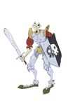 1_eye armor biped bone clothed clothing holding_melee_weapon holding_object holding_shield holding_sword holding_weapon male melee_weapon not_furry shield simple_background skeleton solo standing sword weapon white_background havesomemoore medievil_(game) sir_daniel_fortesque animated_skeleton humanoid undead digital_media_(artwork) hi_res