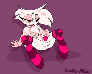 anthro anus balls blinking breathing clothing digitigrade erection fluffy fluffy_chest fuzzy_balls genitals heterochromia leaning leaning_backward legwear male masturbation multi_limb penile penile_masturbation penis purple_background simple_background solo tapering_penis thigh_highs yellow_sclera roomwithavoid hazbin_hotel hellaverse angel_dust arachnid arthropod demon sinner_demon spider animated hi_res loop