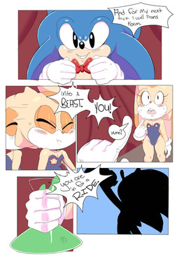 anthro blue_body blue_fur blush bodily_fluids clothing dialogue duo female flat_chested fur gloves handwear leotard male male/female nervous potion strapless_clothing strapless_leotard sweat tan_body tan_fur text cloudz sega sonic_the_hedgehog_(series) cream_the_rabbit sonic_the_hedgehog eulipotyphlan hedgehog lagomorph leporid mammal rabbit comic english_text hi_res