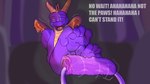 2_horns 4_toes anthro dialogue eyes_closed feet hands_behind_back horn laugh male motion_lines open_mouth open_smile purple_body purple_scales scales smile solo text tickle_fetish tickling tickling_feet toes tongue wings feetandpaws2017 activision mythology spyro_the_dragon spyro dragon mythological_creature mythological_scalie scalie 16:9 english_text hi_res widescreen