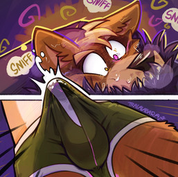 anthro armpit_sniffing body_worship bulge clothing cross-eyed dominant dominant_male duo erection erection_under_clothing hypnosis larger_male male male/male mind_control musk musk_play musk_sniffing musk_worship musky_armpit scent_play size_difference smaller_male sniffing submissive submissive_male tenting haps nintendo star_fox fox_mccloud wolf_o'donnell canid canine canis fox mammal wolf comic