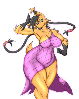 anthro big_breasts black_body black_fur black_hair black_markings breasts brown_body brown_fur clothing dress female fur green_eyes hair long_hair looking_at_viewer markings multicolored_body multicolored_fur pose purple_clothing purple_dress solo tail thick_thighs two_tone_body two_tone_fur wide_hips randomgloves archie_comics sega sonic_the_hedgehog_(archie) sonic_the_hedgehog_(comics) sonic_the_hedgehog_(series) nicole_the_lynx felid feline lynx mammal 2021 4:5 absurd_res hi_res