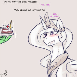 blush bodily_fluids cake dessert dialogue drooling duo feathered_wings feathers female feral food horn imminent_sex male saliva simple_background text wings dragk friendship_is_magic hasbro my_little_pony mythology anon princess_celestia_(mlp) equid equine human mammal mythological_creature mythological_equine winged_unicorn 1:1 2015 english_text