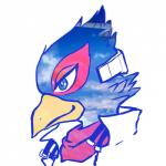 anthro beak blue_eyes clothing cloud male scarf smile solo s_mino930 nintendo star_fox falco_lombardi avian bird 1:1