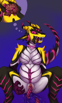 anthro birth brain brain_matter breasts collar corruption ear_penetration featureless_breasts female genitals gore_focus infestation mind_control open_mouth organ_penetration organs parasite penetration pink_vulva pregnant purple_tongue skullfuck slime solo teeth tentacles tongue transformation vulva devilenby tidko kobold scalie absurd_res hi_res