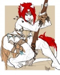 amazon anthro breasts clothed clothing female hair open_mouth red_hair solo tattoo bewitchedink maya_white felid lion mammal pantherine 2013 4:5 digital_media_(artwork)