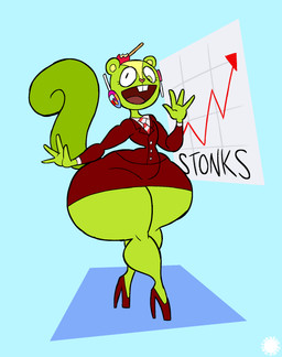 4_fingers accessory anthro apple bottomwear buckteeth business_suit candy candy_apple clothed clothing countershade_face countershading crossdressing curvy_figure dessert eyelashes femboy fingers food footwear fruit fur green_body green_fur green_pupils heart_nose heart_symbol heterochromia high_heels logo lollipop male necktie open_mouth open_smile plant pupils shoes skirt small_waist smile solo suit tail teeth text thick_thighs wasp_waist wide_hips thatdawgmurray happy_tree_friends stonks nutty_(htf) mammal rodent sciurid tree_squirrel aliasing artist_logo artist_name digital_media_(artwork) hi_res signature