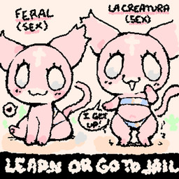 :3 ambiguous_feral ambiguous_gender big_eyes bikini bikini_bottom biped bipedal_feral black_text blush chibi clothed clothed_ambiguous clothed_feral clothing cross dialogue empty_eyes exclamation_point eyelashes facial_markings feral forehead_markings head_markings heart_symbol markings mouth_closed noseless open_:3 open_mouth pawpads pink_body pink_ears pink_tail semi-anthro solo speech_bubble squigglevision standing swimwear tail talking_feral text topwear tube_top two-piece_swimsuit ligma_(artist) mewgenics marshmallow_(mewgenics) domestic_cat felid feline felis mammal 1:1 2026 animated archived_source digital_drawing_(artwork) digital_media_(artwork) english_text handwritten_text wigglypaint_(artwork) female_(lore)