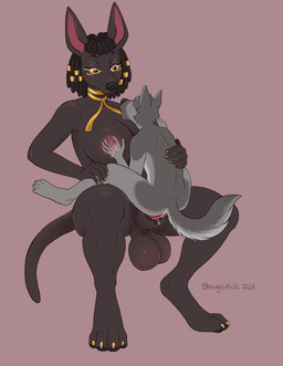 anal anal_penetration animal_genitalia animal_penis anthro anthro_on_anthro anthro_penetrated anthro_penetrating anthro_penetrating_anthro balls big_balls big_breasts biped black_balls black_body black_fur black_hair black_sheath bodily_fluids breasts canine_genitalia canine_penis claws cum cum_in_ass cum_inside digitigrade dreadlocks duo feet finger_claws fur genital_fluids genitals grey_body grey_fur gynomorph gynomorph/male gynomorph_penetrating gynomorph_penetrating_male hair hand_on_breast intersex intersex/male intersex_penetrating intersex_penetrating_male interspecies lactating larger_anthro larger_gynomorph larger_intersex male male_penetrated multicolored_body multicolored_fur nipples pawpads paws penetration penile penile_penetration penis penis_in_ass red_penis sex sheath sitting size_difference smaller_anthro smaller_male smaller_penetrated toe_claws toes white_body white_fur yellow_eyes chewycuticle anubian_jackal canid canine canis jackal mammal wolf 2023 digital_media_(artwork) hi_res