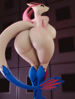 anthro anthrofied anus big_breasts big_butt blue_body breasts butt female fin genitals hair hip_sway looking_at_viewer looking_back looking_back_at_viewer low-angle_view nipples nude o3o pokemorph pussy red_hair shaking_butt smile solo thick_thighs white_body xlkev blender_eevee nintendo pokemon fish generation_3_pokemon marine milotic pokemon_(species) 3d_(artwork) 3d_animation animated digital_media_(artwork) hi_res no_sound short_playtime webm