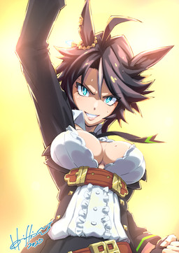 accessory ahoge black_hair blue_eyes bodily_fluids breasts cleavage clothed clothing eyebrow_through_hair eyebrows female frilly frilly_clothing frilly_shirt frilly_topwear hair jacket necktie open_clothing open_shirt open_topwear shirt solo sweat topwear translucent translucent_hair horishin cygames uma_musume_pretty_derby fuji_kiseki_(pretty_derby) animal_humanoid equid equid_humanoid equine equine_humanoid horse_humanoid humanoid mammal mammal_humanoid 2023 hi_res