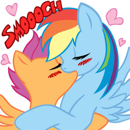 blush duo eyelashes eyes_closed feathered_wings feathers female female/female heart_symbol hug kiss_on_lips kissing simple_background white_background wings unknown_artist friendship_is_magic hasbro my_little_pony mythology rainbow_dash_(mlp) scootaloo_(mlp) equid equine mammal mythological_creature mythological_equine pegasus 1:1 colored digital_media_(artwork) hi_res source_request