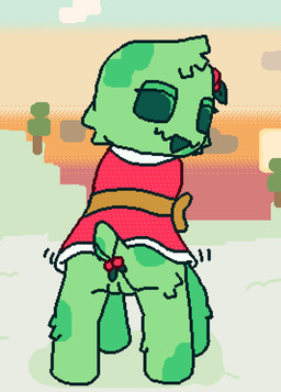 4_legs bow_dress bow_ribbon butt cheek_tuft christmas_clothing clothed clothing cloud detailed_background dress eyelashes facial_tuft fangs female feral fluffy genitals green_body half-closed_eyes happy head_tuft hill holidays holly_(plant) looking_back mistletoe mistletoe_on_tail mottled narrowed_eyes no_underwear open_mouth open_smile plant rear_view red_clothing red_dress shaking_butt short_tail sky smile snow solo standing sun sunset tail teeth tree tuft vulva pixel_vibri christmas microsoft minecraft mojang xbox_game_studios rose_(pixel_vibri) creeper_(minecraft) 2025 aliasing digital_media_(artwork)