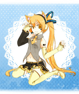 :3 absolute_territory accessory alternate_species armwear black_sleeves blonde_hair boots bottomwear breasts clothing colored_nails detached_sleeves elbow_gloves electronics fingerless_gloves footwear gloves grey_clothing grey_shirt grey_topwear hair handwear headphones humanoidized inner_ear_fluff kneeling legwear long_hair looking_at_viewer medium_breasts midriff nails necktie panties pattern_bottomwear pattern_clothing pattern_panties pattern_underwear pleated_skirt ponytail shirt shoes side_ponytail sitting skirt smile smiling_at_viewer solo striped_bottomwear striped_clothing striped_panties striped_underwear stripes tail thigh_boots thigh_highs topwear tuft underwear wariza yellow_armwear yellow_clothing yellow_elbow_gloves yellow_eyes yellow_fingerless_gloves yellow_gloves yellow_handwear yellow_legwear yellow_nails yellow_necktie yellow_thigh_boots yellow_thigh_highs wild_duck_(artist) vocaloid yamaha_corporation akita_neru animal_humanoid cat_humanoid felid felid_humanoid feline feline_humanoid humanoid mammal mammal_humanoid 2012 5:6 digital_drawing_(artwork) digital_media_(artwork) full-length_portrait portrait watermark
