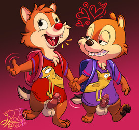 aroused aroused_by_another aroused_face aroused_smile bottomless braces clothed clothing genitals humanoid_genitalia humanoid_penis male male/male pawpads paws penis school shirt topwear young young_on_young conditional_dnp lobofeo catdog_(series) disney nickelodeon chip_(disney) dale_(disney) absurd_res hi_res brother_(lore) brothers_(lore) sibling_(lore)