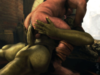 anal anal_penetration backsack balls big_penis bodily_fluids butt cum cum_in_ass cum_inside duo erection genital_fluids genitals human_on_humanoid human_penetrated humanoid_genitalia humanoid_penetrating humanoid_penetrating_human humanoid_penis interspecies kissing lying male male/male male_penetrated male_penetrating male_penetrating_male not_furry nude on_back penetration penile penile_penetration penis penis_in_ass sex corwyn human humanoid mammal orc 2006 3d_(artwork) 4:3 digital_media_(artwork)