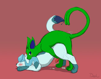 all_fours alternate_color anal animal_genitalia animal_penis bite blush bodily_fluids canine_genitalia canine_penis cum doggystyle duo erection eyes_closed feral feral_on_feral from_behind_position genital_fluids genitals knot male male/male male_penetrated male_penetrating male_penetrating_male penetration penis rounded_back sex simple_background dashraptor nintendo pokemon alistair_(dashraptor) canvas_(dashraptor) fan_character eeveelution espeon generation_2_pokemon generation_4_pokemon glaceon pokemon_(species) shiny_pokemon signature