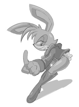 boots clothing female footwear jacket rabbit_ears scut_tail shoes short_tail simple_background smile solo tail topwear white_background gincgear archie_comics sega sonic_the_hedgehog_(archie) sonic_the_hedgehog_(comics) sonic_the_hedgehog_(series) buns_rabbot lagomorph leporid mammal rabbit monochrome sketch