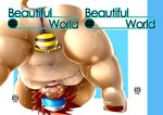 anthro belly big_belly bodily_fluids bulge clothing cum genital_fluids hat headgear headwear kemono male moobs navel overweight overweight_male solo text underwear tomoyamaru lifewonders tokyo_afterschool_summoners vapula_(tas) felid lion mammal pantherine 2023 cover english_text