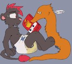 anthro baby black_body black_fur bodily_fluids concern derp_eyes diaper diaper_change fur genital_fluids hair leaning leaning_backward male orange_body orange_fur red_eyes red_hair sitting solo tail_fluff tucked_legs unclean_diaper urine used_diaper wet_diaper young young_anthro young_male jaqpup cars_(disney) disney pixar felid lion mammal pantherine squirmle hi_res