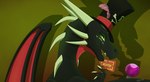 4_fingers black_body card clothing crystal_ball feathers female feral fingers green_eyes hat headgear headwear horn shadow solo tarrot teeth tongue voodoo wings apollyondragon activision mythology spyro_the_dragon cynder dragon mythological_creature mythological_scalie scalie 2022 digital_drawing_(artwork) digital_media_(artwork) hi_res signature