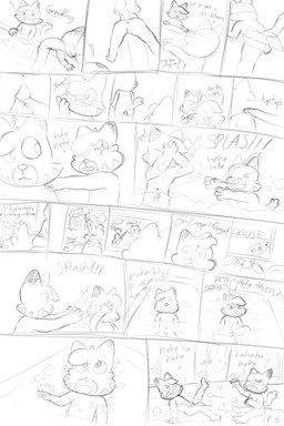 anthro bathroom bathtub bimmy bubble dialogue duo embarrassed female genitals male male/female nude penis vulva young somestickygoo murphy_and_mitzi bimmy_(ajmarekart) murphy_(ajmarekart) domestic_cat felid feline felis mammal 2:3 absurd_res comic hi_res monochrome unfinished incest_(lore)