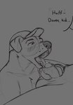 2022 anthro anthro_on_anthro balls blush bodily_fluids canid canine canis clothing conkycorp cum cum_in_mouth cum_inside dialogue digital_media_(artwork) domestic_dog duo english_text eyebrows faceless_anthro faceless_character faceless_male fellatio foreskin foreskin_play fur genital_fluids genitals glans grey_background half-erect hat hat_only headgear headgear_only headwear headwear_only hi_res humanoid_genitalia humanoid_penis male male/male mammal mostly_nude open_mouth oral penile penis penis_tip realistic_penis_size sex simple_background speech_bubble talking_to_another talking_to_partner teeth text tongue_in_foreskin vein veiny_penis