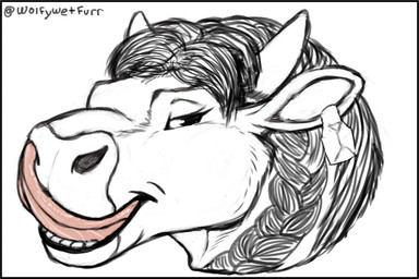 ambiguous_form ambiguous_gender close-up infinite:_between_worlds long_tongue mood_bite_minis solo tongue tongue_out tongue_pose wolfywetfurr_(artist) between_worlds sharess bovid bovine cattle mammal unknown_species bust_portrait portrait