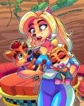 anthro baby breasts clothed clothing female group male markings mole_(marking) pacifier race_queen young magaska19 activision crash_bandicoot_(series) crash_team_racing_(series) crash_team_racing_nitro-fueled baby_coco baby_crash coco_bandicoot crash_bandicoot isabella_bandicoot bandicoot mammal marsupial absurd_res hi_res brother_(lore) brother_and_sister_(lore) sibling_(lore) sister_(lore)