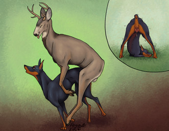 abstract_background after_sex anatomically_correct anatomically_correct_feral anatomically_correct_genitalia anatomically_correct_vulva animal_genitalia animal_vulva antlers anus balls black_body black_fur bodily_fluids brown_antlers brown_body brown_fur butt canine_genitalia canine_vulva cropped_ears cum cum_drip cum_from_vagina cum_in_vagina cum_inside docked_tail dominant dripping duo ear_scar eyes_closed female female_penetrated feral feral_on_feral feral_penetrated feral_penetrating feral_penetrating_feral from_behind_position fur genital_fluids genitals hooves horn jumping larger_dom larger_feral larger_male looking_pleasured male male/female male_penetrating male_penetrating_female mounting paws penetration propulsus scar sex shaking short_tail simple_background size_difference smaller_female smaller_feral smaller_penetrated surprised tail tail_scar tongue tongue_out vulva white_balls white_body white_fur wide_eyed regsmutt fancy_(regsmutt) canid canine canis deer dobermann domestic_dog mammal mule_deer new_world_deer pinscher 2026 digital_drawing_(artwork) digital_media_(artwork) hi_res