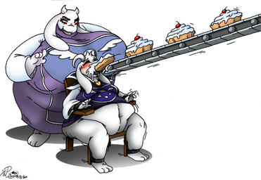 2_horns 3_toes 4_fingers anthro barefoot belly belly_expansion big_belly big_breasts big_moobs blush bodily_fluids bondage_chair bondage_furniture bottomless breasts chair cherry clothed clothing conveyor_belt cream_pie_(food) deep_navel delta_rune_(emblem) dominant dominant_female duo eating eating_food expansion eyebrows eyes_closed feet female finger_wag fingers floppy_ears food force_feeding forced fruit fur furniture horn huge_breasts humiliation hyper hyper_breasts jewelry lips long_ears looking_at_another male moobs morbidly_obese morbidly_obese_anthro morbidly_obese_female motion_lines navel necklace nipple_outline obese obese_anthro obese_female obese_male overweight overweight_anthro overweight_female overweight_male pastry pie plant punishment red_eyes restrained restraints robe sad simple_background sitting smile smirk straps submissive submissive_male symbol tears thick_thighs toes undersized_clothing weight_difference weight_gain white_background white_body white_fur xanderdwulfe undertale undertale_(series) asriel_dreemurr_(god_form) toriel boss_monster_(undertale) bovid caprine goat mammal 2020 alternate_version_at_source dated digital_media_(artwork) signature mother_(lore) mother_and_child_(lore) mother_and_son_(lore) parent_(lore) parent_and_child_(lore) parent_and_son_(lore) son_(lore)